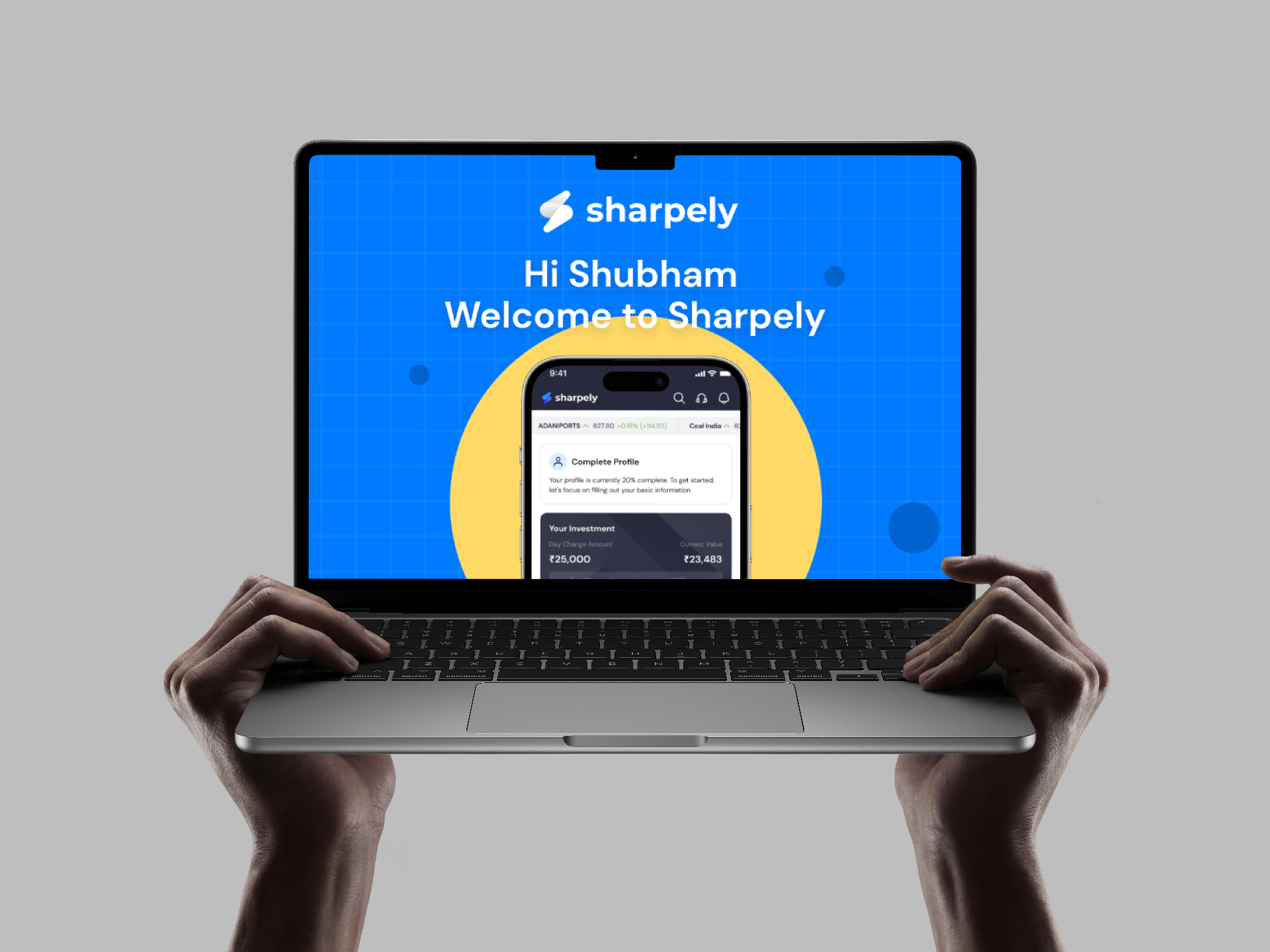 Sharpely — welcome screen showcase