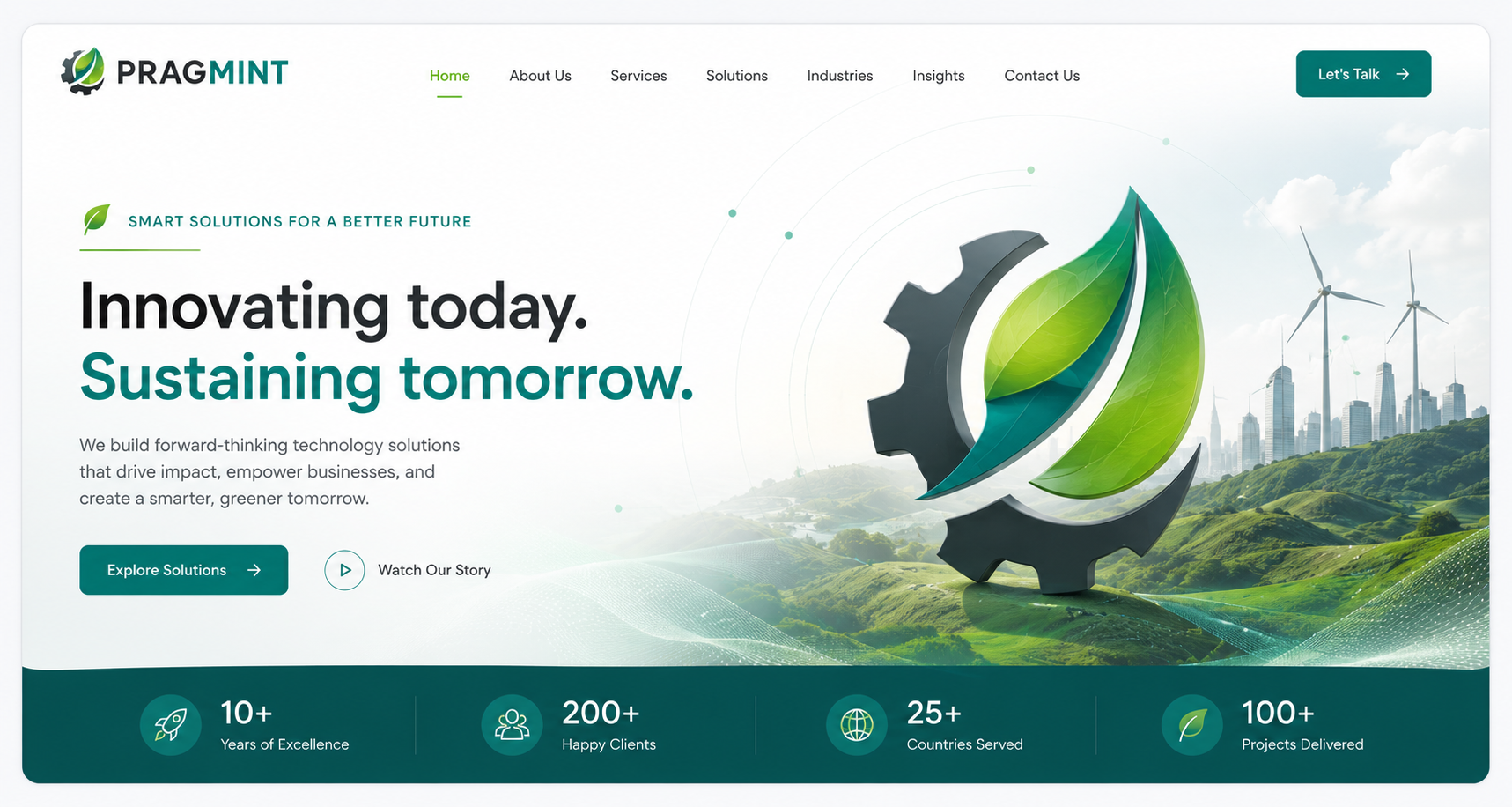 Pragmint landing page header